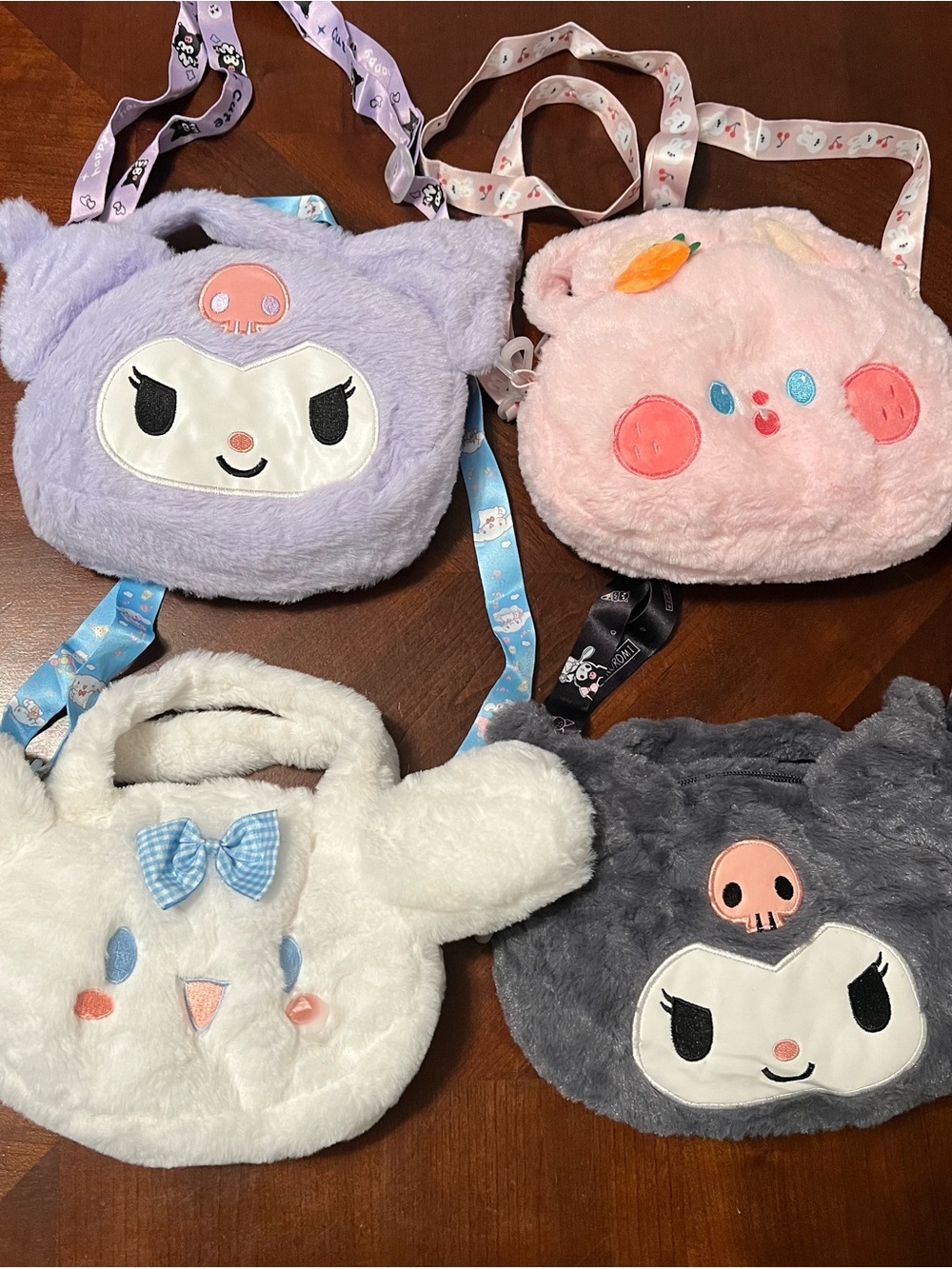 Sanrio Plush purse set of 4